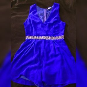Silky blue romper with sequins